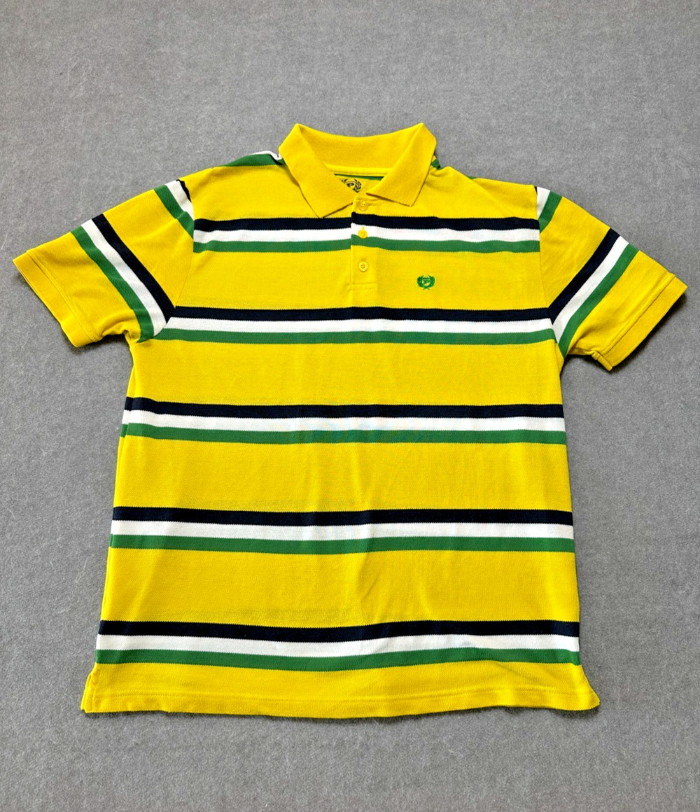 Phat Farm Striped Polo Shirt Yellow Green Mens XL Y2K